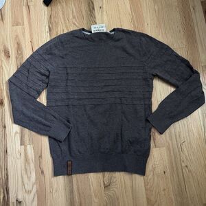 Naketano Men's Knit Pullover Sweater Striped Crew Neck Logo Cotton Size Medium